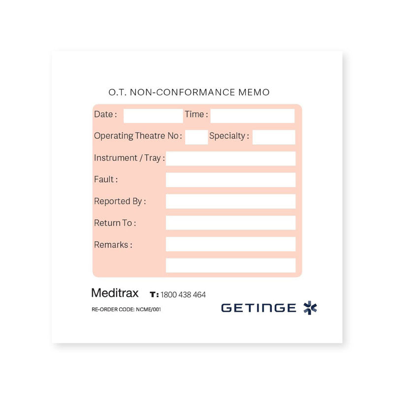 Meditrax O.T. Non Conformance Memo Kit