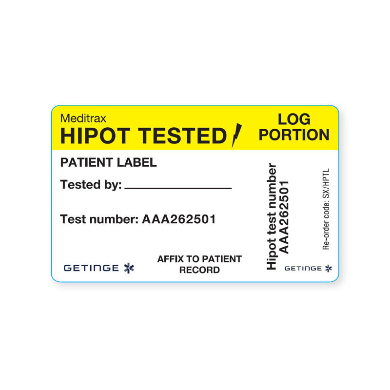 Meditrax Hipot Tested Tracking System Label